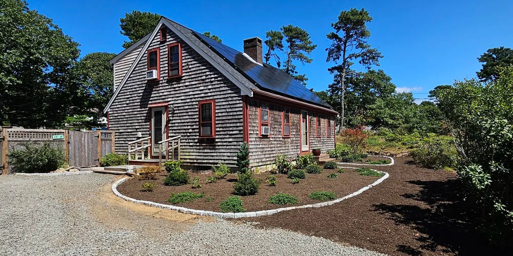 front yard and driveway landscaping outer cape